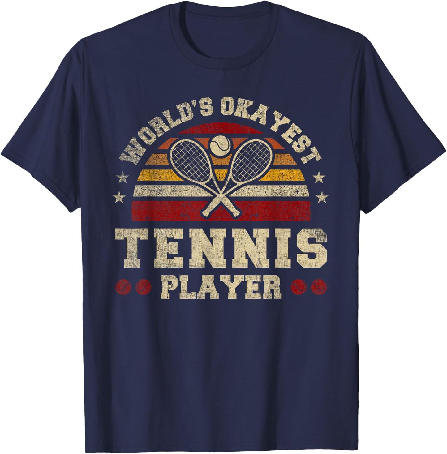 Worlds Okayest Tennis Player Retro Tennis T-Shirt - T-Shirt | Navy