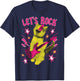 80s Rock N Roll Girl Cat, Let's Rock T-Shirt - T-Shirt | Navy