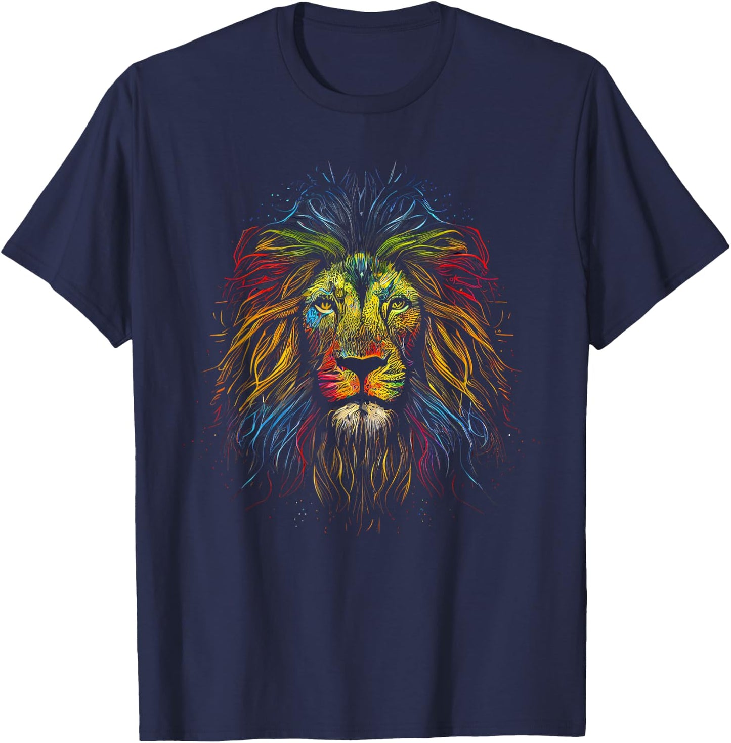 Lion colorful lions King Of Animals From Africa T-Shirt - T-Shirt | Navy