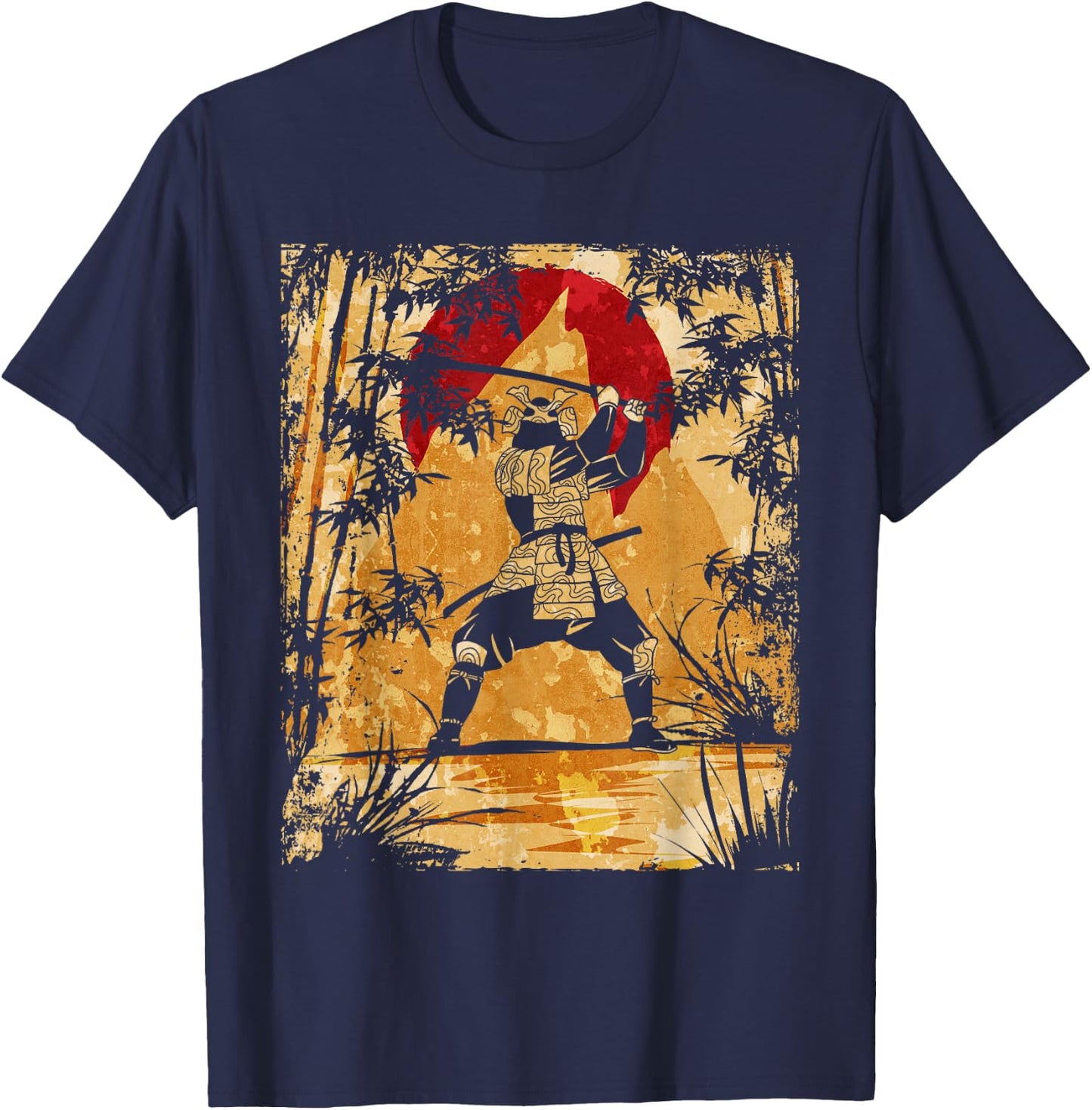 Samurai Japanese Art Vintage Fighter Retro T-Shirt - T-Shirt | Navy