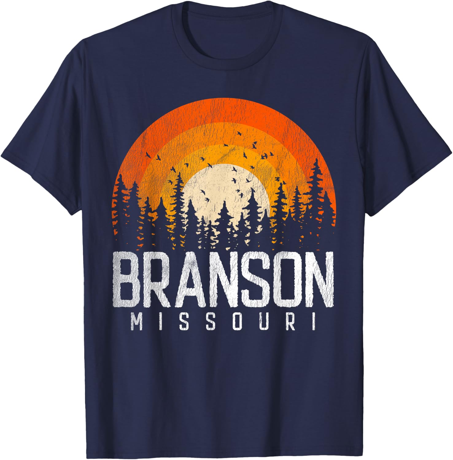 Branson Missouri MO Shirt Retro Vintage 70s 80s 90s Gift T-Shirt - T-Shirt | Navy
