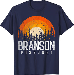 Branson Missouri MO Shirt Retro Vintage 70s 80s 90s Gift T-Shirt - T-Shirt | Navy