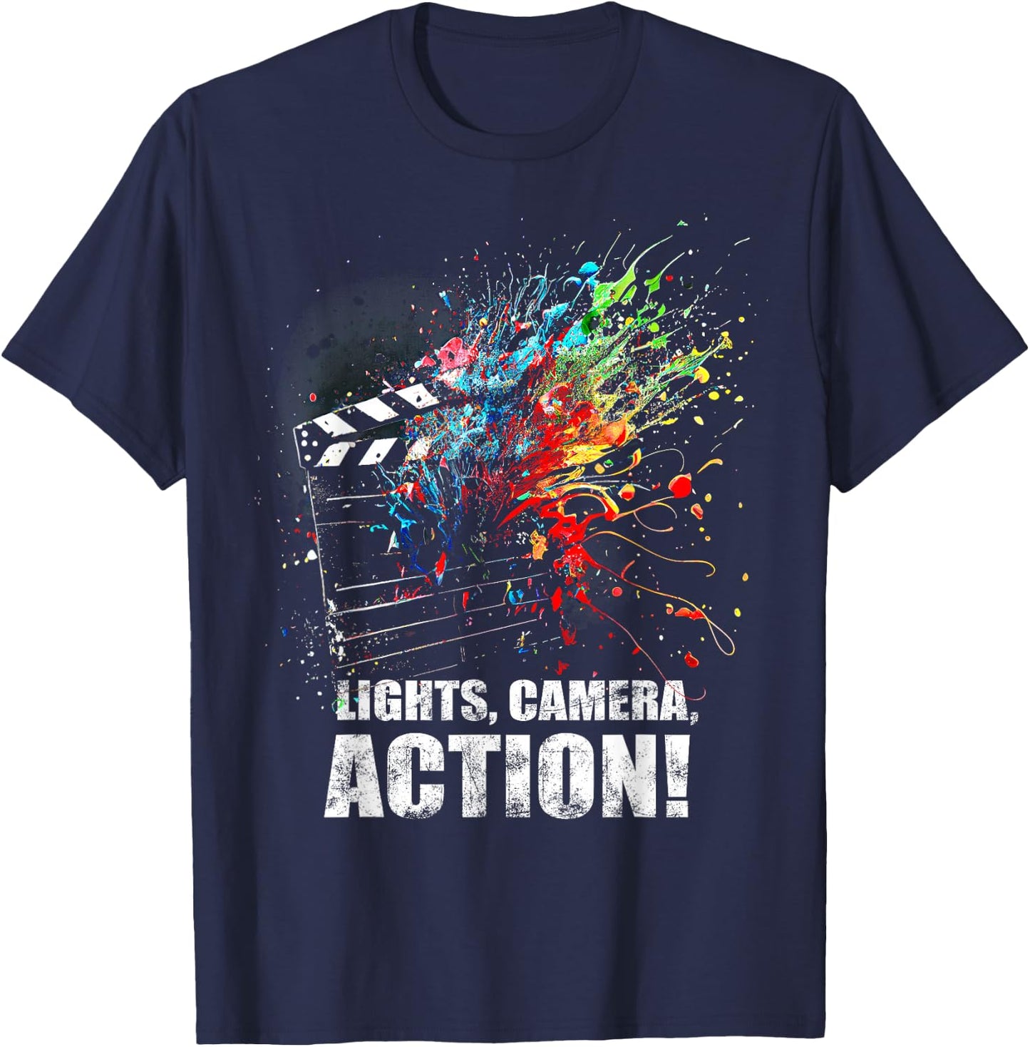 Lights Camera Action Movie Director Movie Clapper Board T-Shirt - T-Shirt | Navy