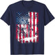 American Flag Howling Wolf Distressed Vintage Flag Men T-Shirt - T-Shirt | Navy
