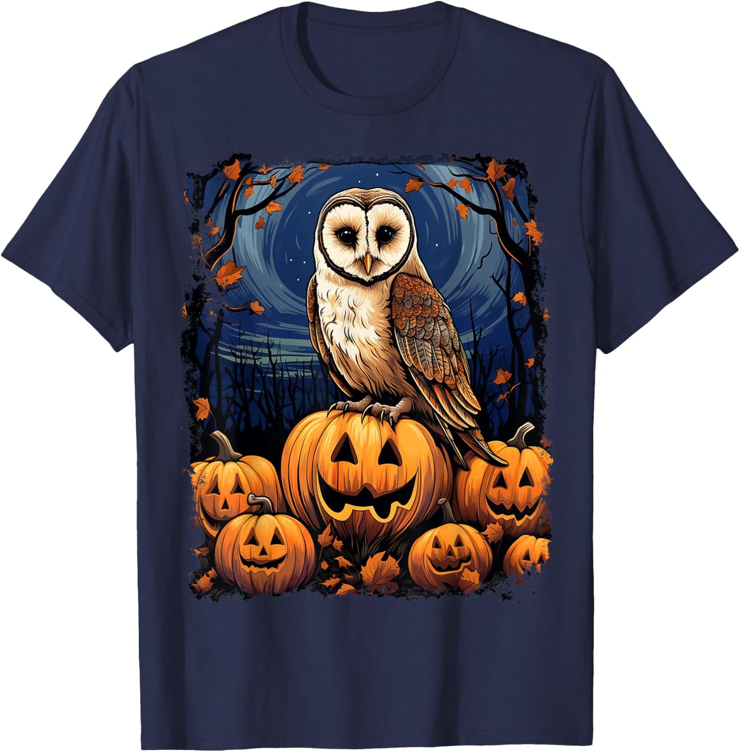 Pop Art Colorful Barn Owl Halloween T-Shirt - T-Shirt | Navy