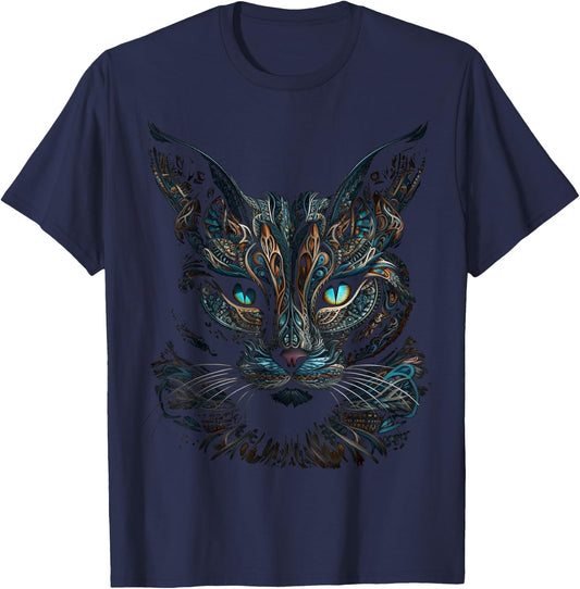 Cat Pet Animal Art - Blue Eyes Artwork Cat Women Kids T-Shirt - T-Shirt | Navy