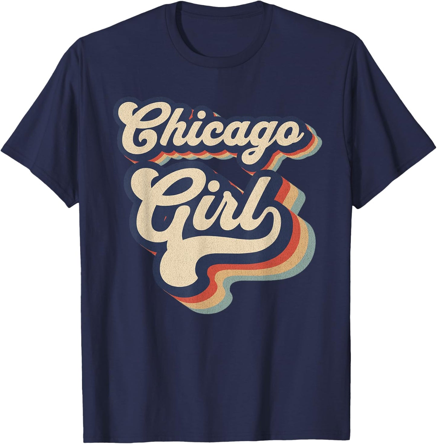 Vintage Design For Girls From Chicago Illinois T-Shirt - T-Shirt | Navy