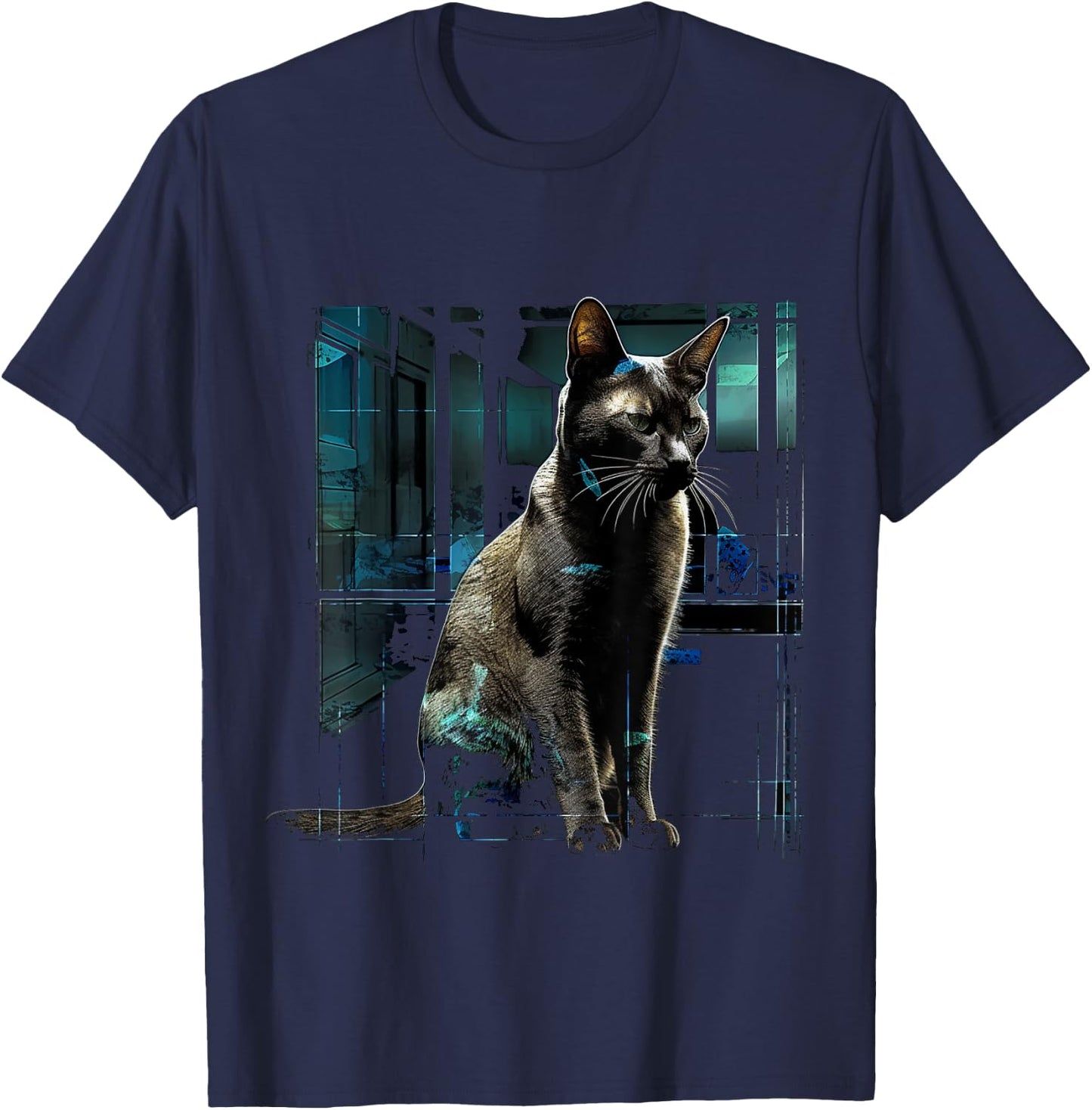 Cat Artwork - Cat Motif Animal Cat Women Kids T-Shirt - T-Shirt | Navy