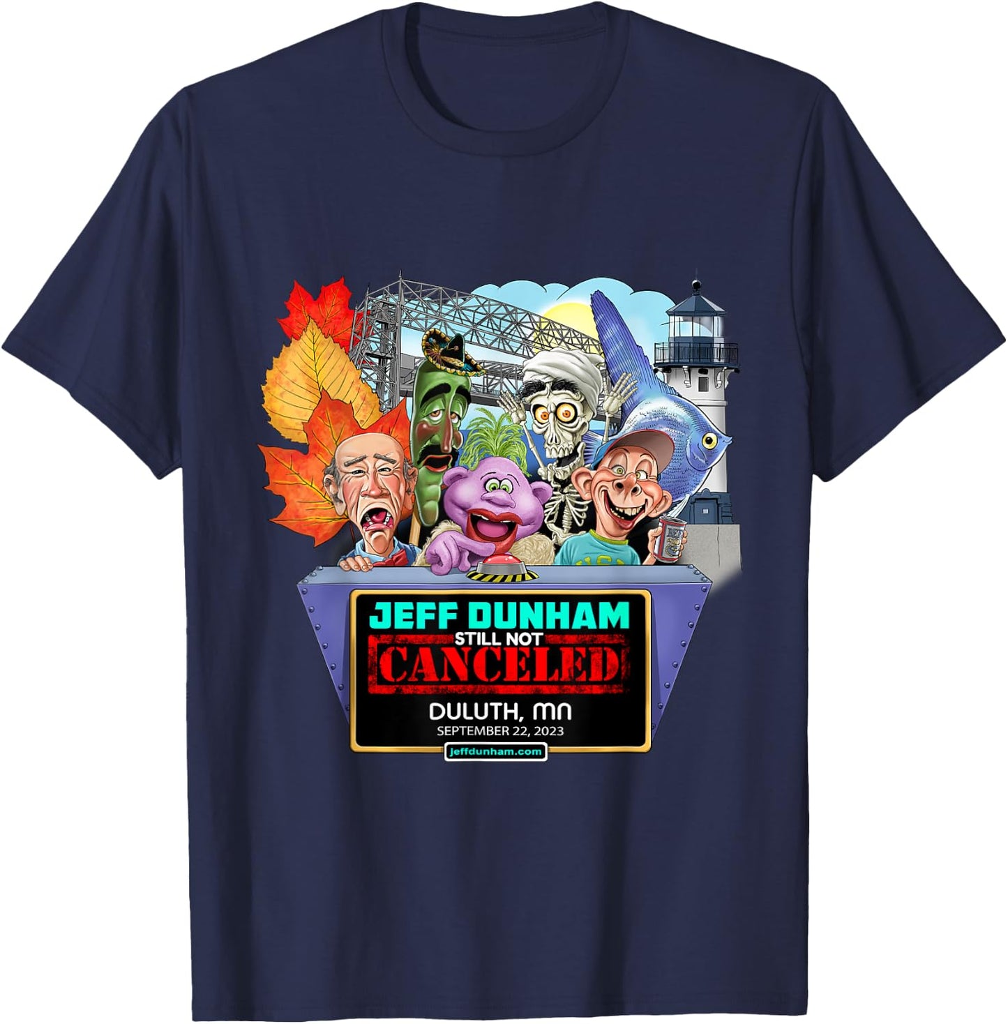 Jeff Dunham Duluth, MN (2023) T-Shirt - T-Shirt | Navy