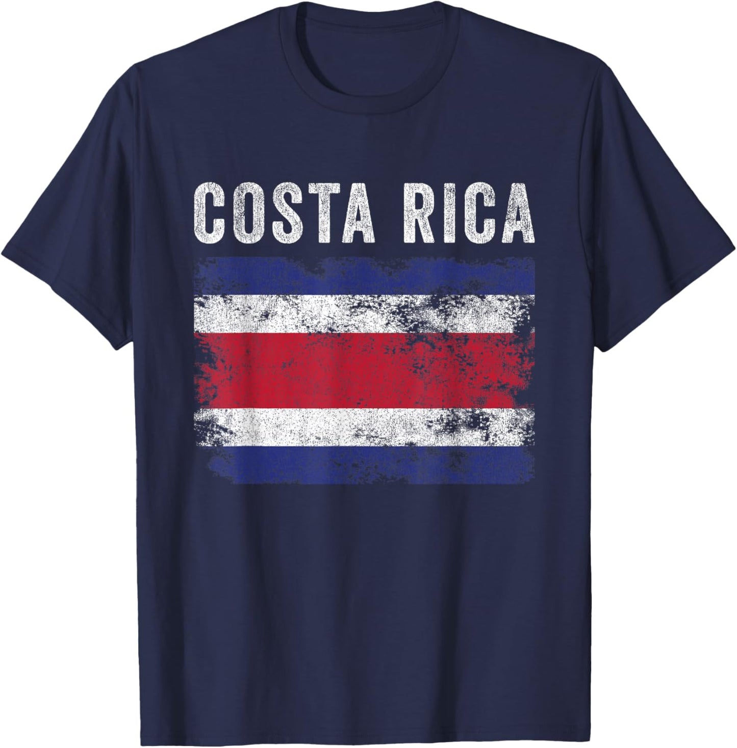Costa Rica Flag Distressed - Men Women - Costa Rican Flag T-Shirt - T-Shirt | Navy