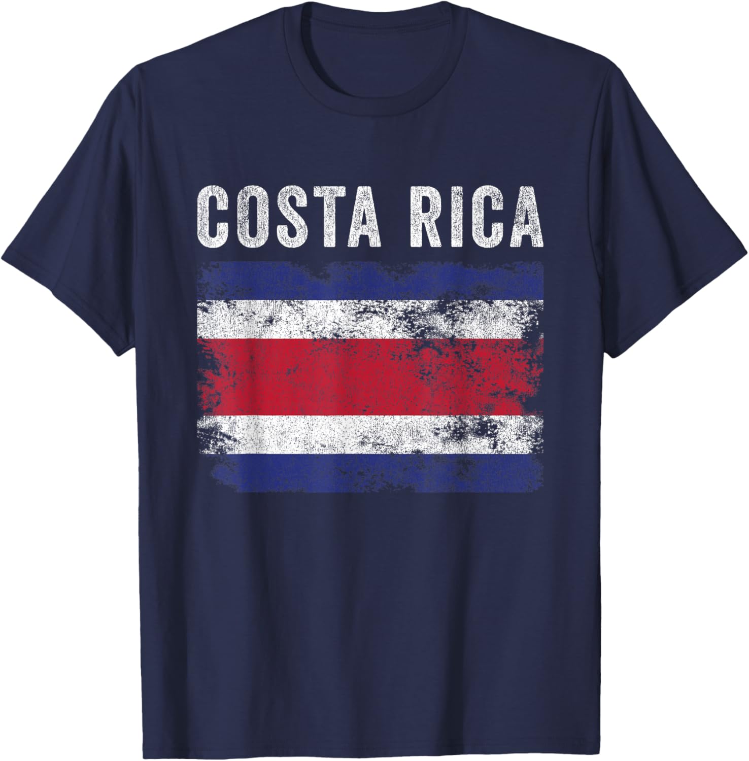 Costa Rica Flag Distressed - Men Women - Costa Rican Flag T-Shirt - T-Shirt | Navy
