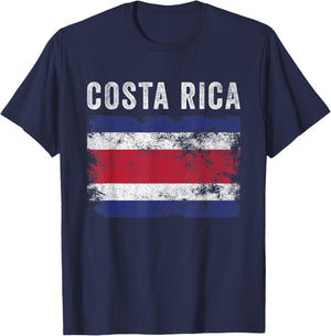 Costa Rica Flag Distressed - Men Women - Costa Rican Flag T-Shirt - T-Shirt | Navy