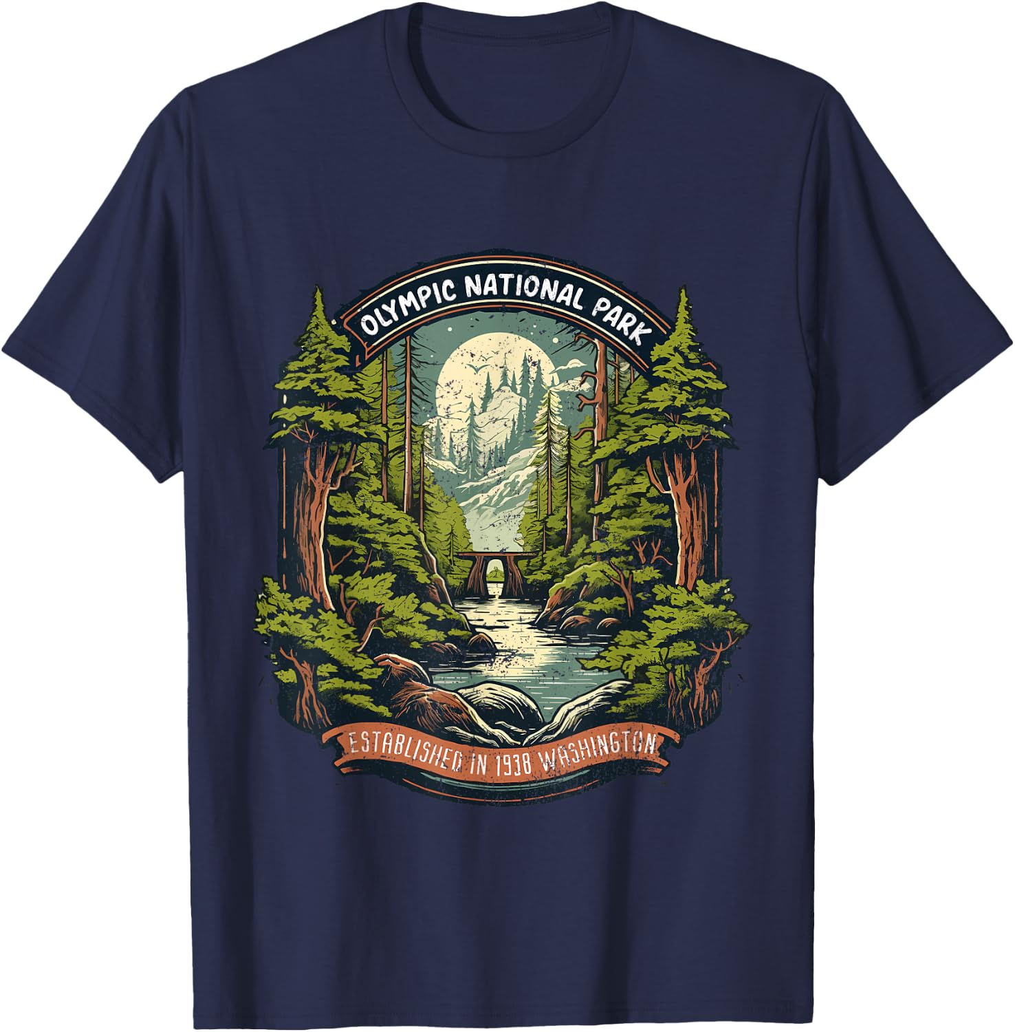 Olympic National Park Mountain Washington National Park T-Shirt - T-Shirt | Navy