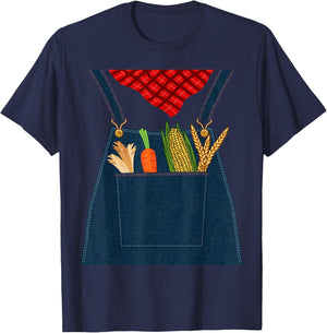 Easy Halloween Outfit Women Kids Farmer Costume T-Shirt - T-Shirt | Navy