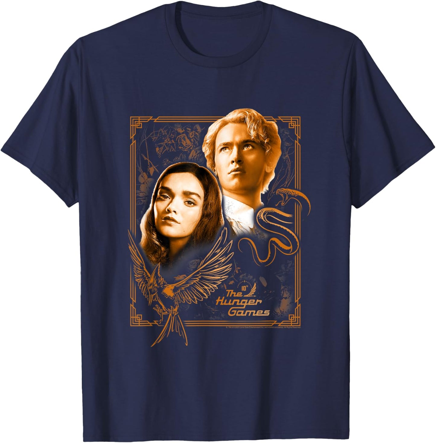 The Ballad of Songbirds and Snakes Framed Lucy Gray & Snow T-Shirt - T-Shirt | Navy