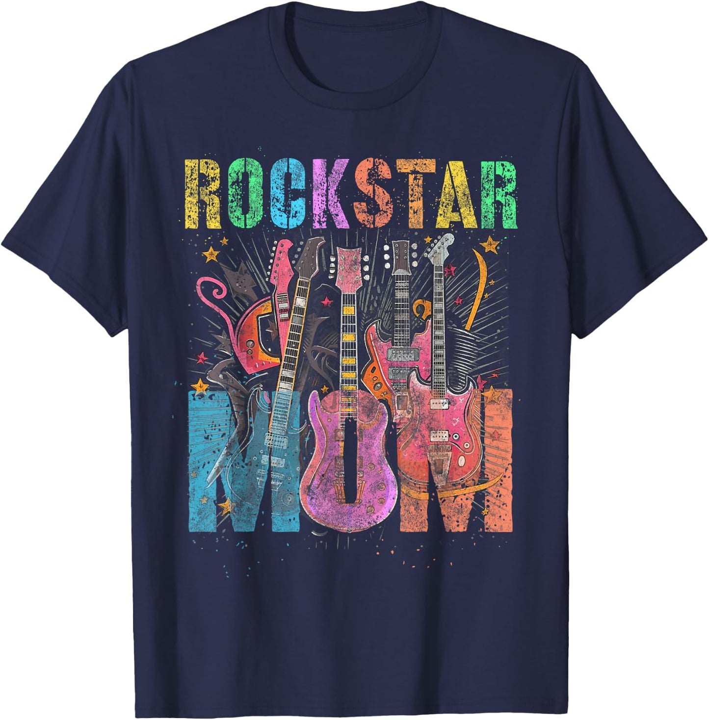 Funny ROCKSTAR MOM Rockin' Mommy Squad Mama Birthday T-Shirt - T-Shirt | Navy