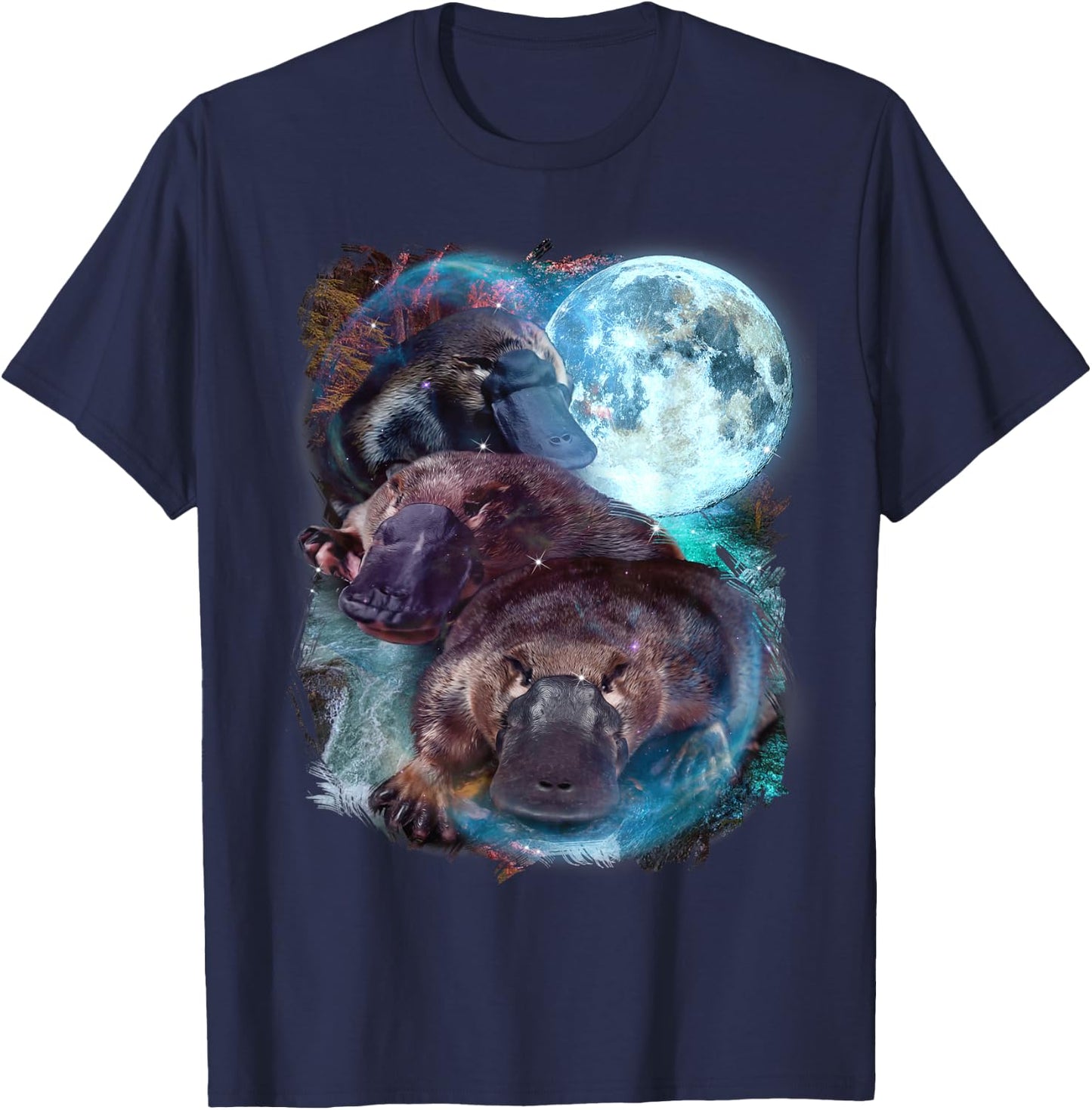 3 Moon Platypus Duckbill Mammal Graphic Animal Lover Novelty T-Shirt - T-Shirt | Navy