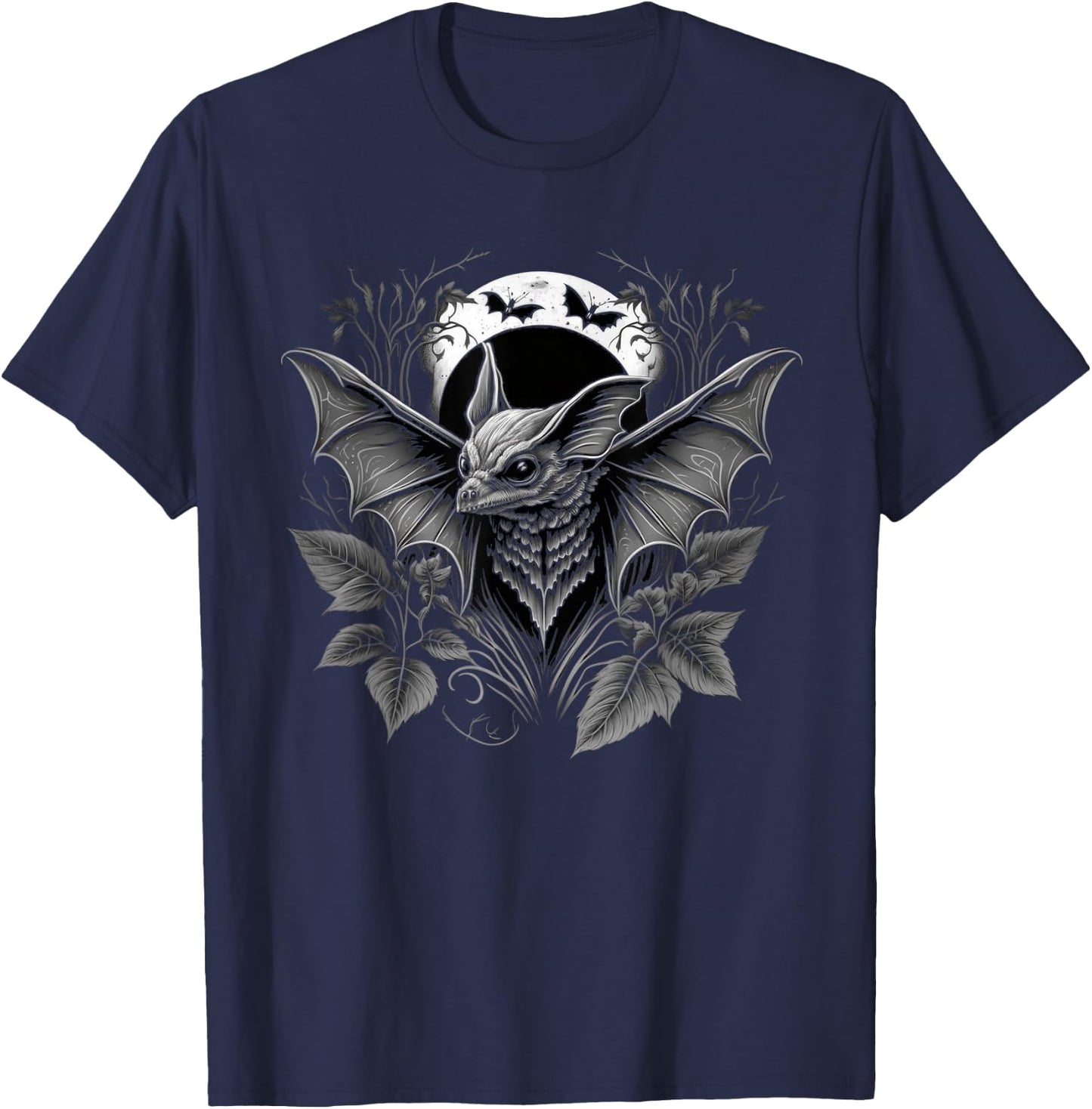Dark Full Moon Gothic Bat T-Shirt - T-Shirt | Navy