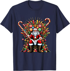 Candy Santa on a Festive Throne - Christmas Game Of Candy T-Shirt - T-Shirt | Navy