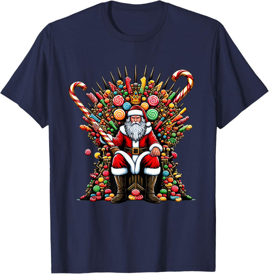 Candy Santa on a Festive Throne - Christmas Game Of Candy T-Shirt - T-Shirt | Navy