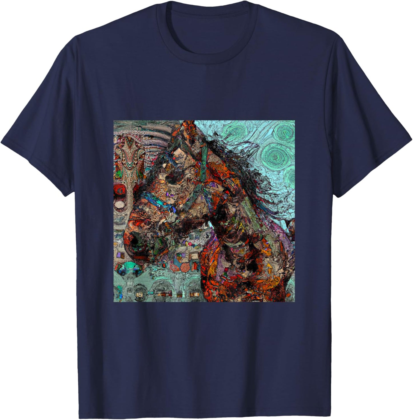 Horse Tribal Abstract Native American Art Design T-Shirt - T-Shirt | Navy