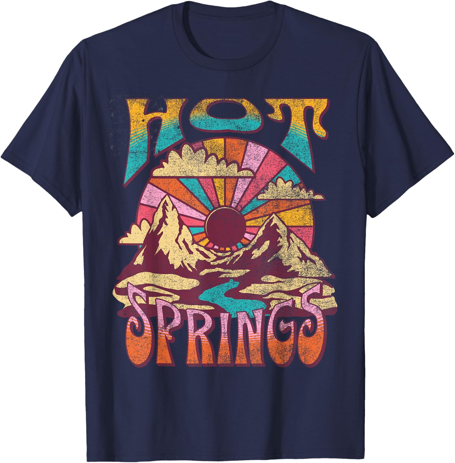 Hot Springs Arkansas Nature Hiking Mountains Outdoors Retro T-Shirt - T-Shirt | Navy