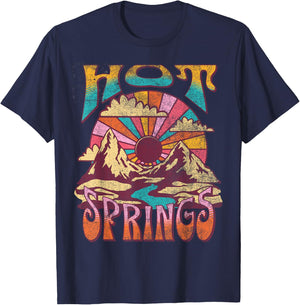 Hot Springs Arkansas Nature Hiking Mountains Outdoors Retro T-Shirt - T-Shirt | Navy