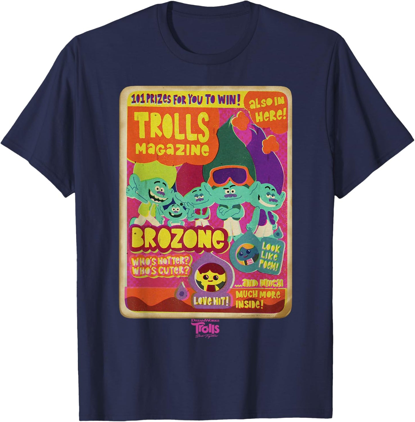DreamWorks Trolls Band Together Brozone Magazine Cover T-Shirt - T-Shirt | Navy