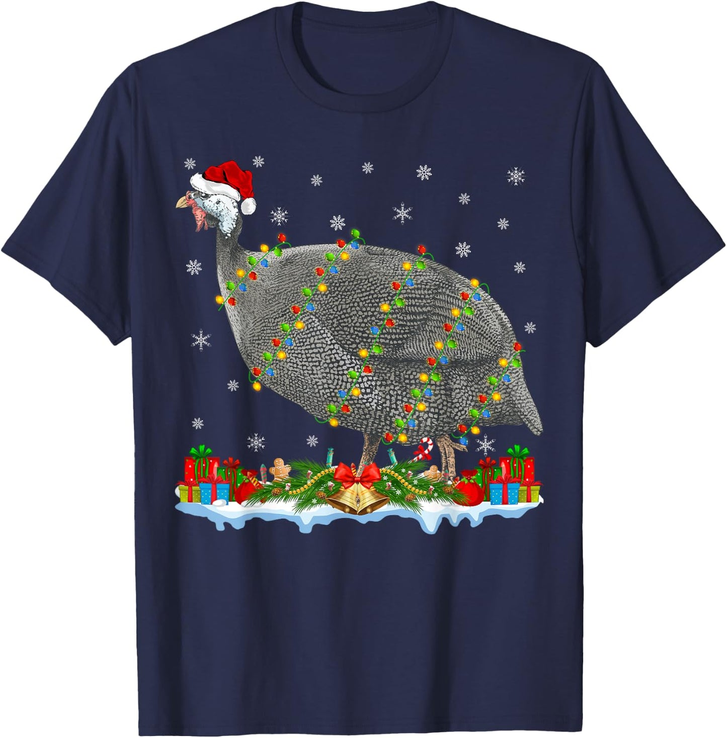 Guinea Fowl Lover Matching Santa Hat Guinea Fowl Christmas T-Shirt - T-Shirt | Navy