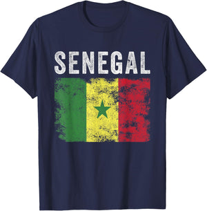 Senegal Flag Distressed - Men Women Kids - Senegalese Flag T-Shirt - T-Shirt | Navy