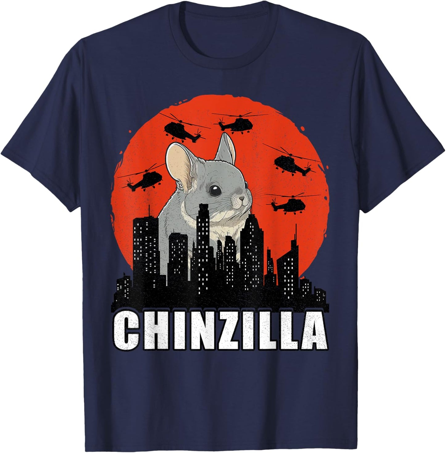 Chinchilla Chinzilla Retro Chinchilla Lovers Funny T-Shirt - T-Shirt | Navy