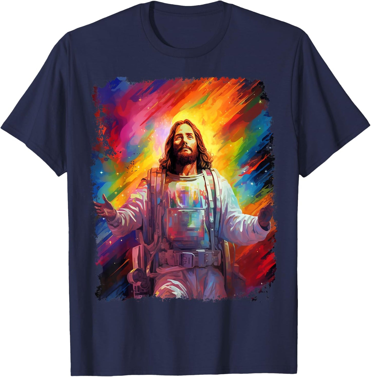 Jesus Christ Christian Space T-Shirt - T-Shirt | Navy