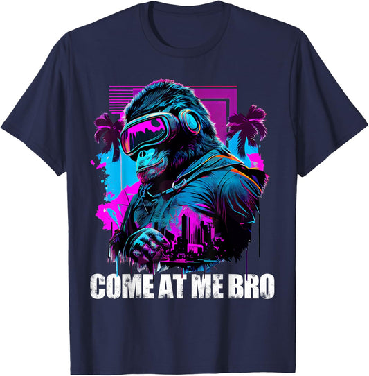 Come At Me Bro Funny Gorilla Monkey VR Gamer Virtual Reality T-Shirt - T-Shirt | Navy