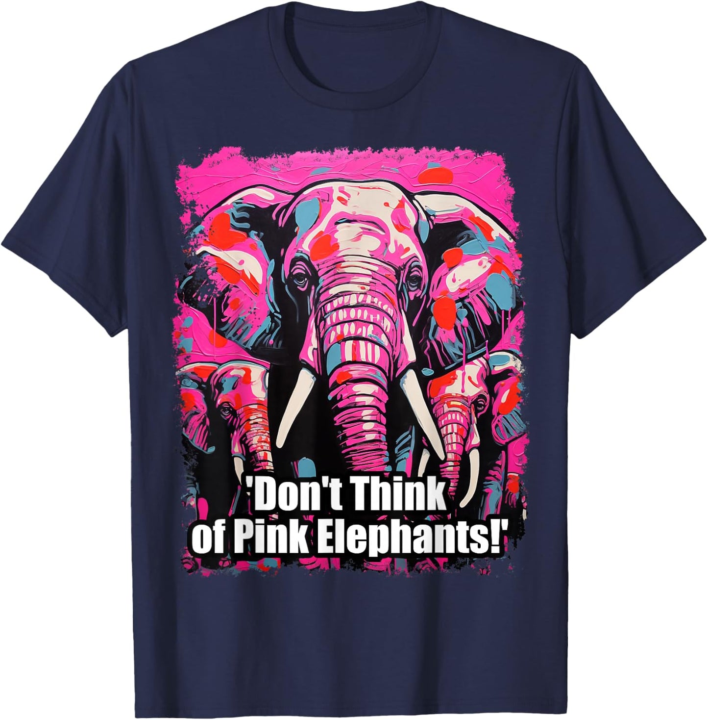 Pink Elelphant Paradox Psychology T-Shirt - T-Shirt | Navy