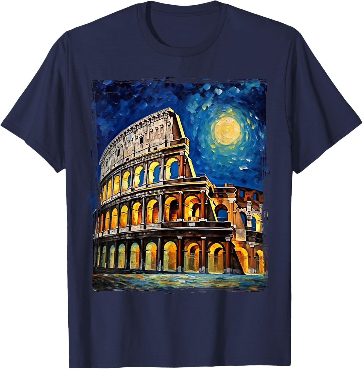 Roma Italia Colosseum Souvenirs, Rome Italy Van Gogh T-Shirt - T-Shirt | Navy