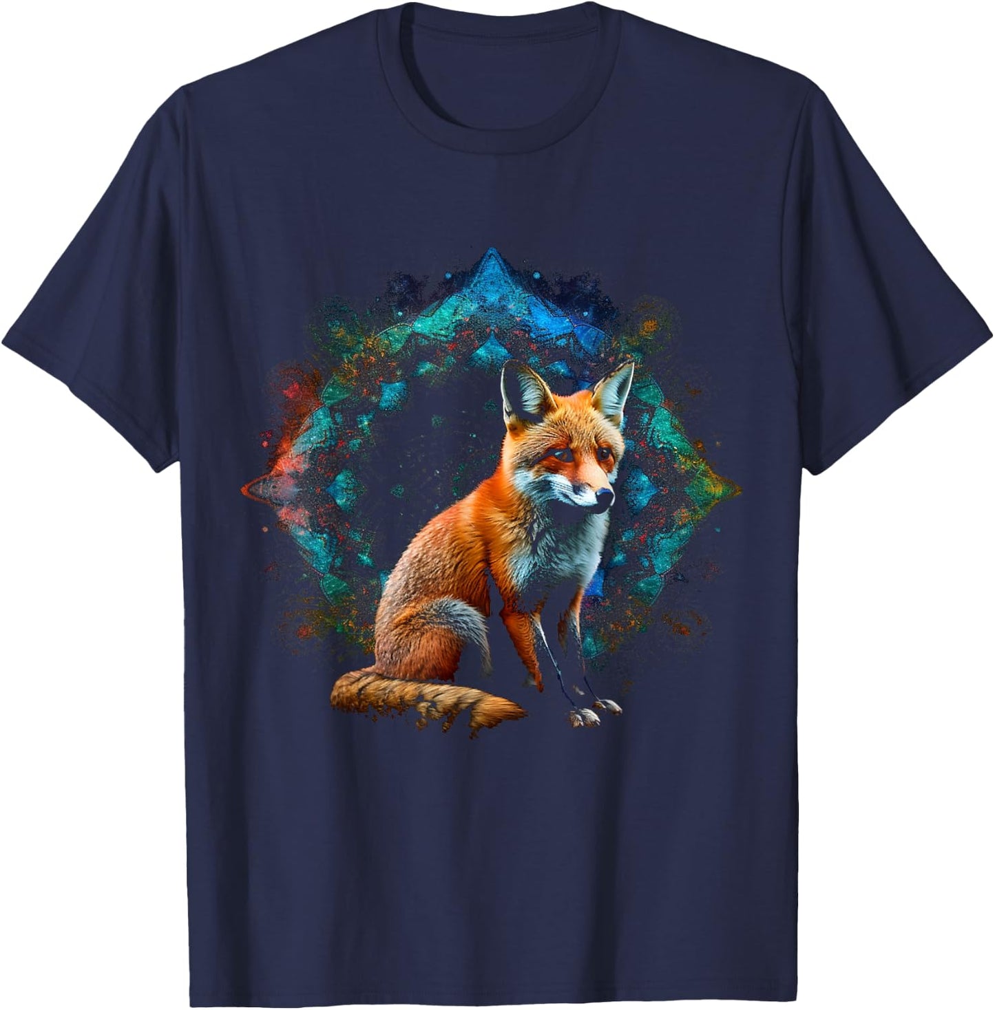 Fox - Art Animal Fox T-Shirt - T-Shirt | Navy