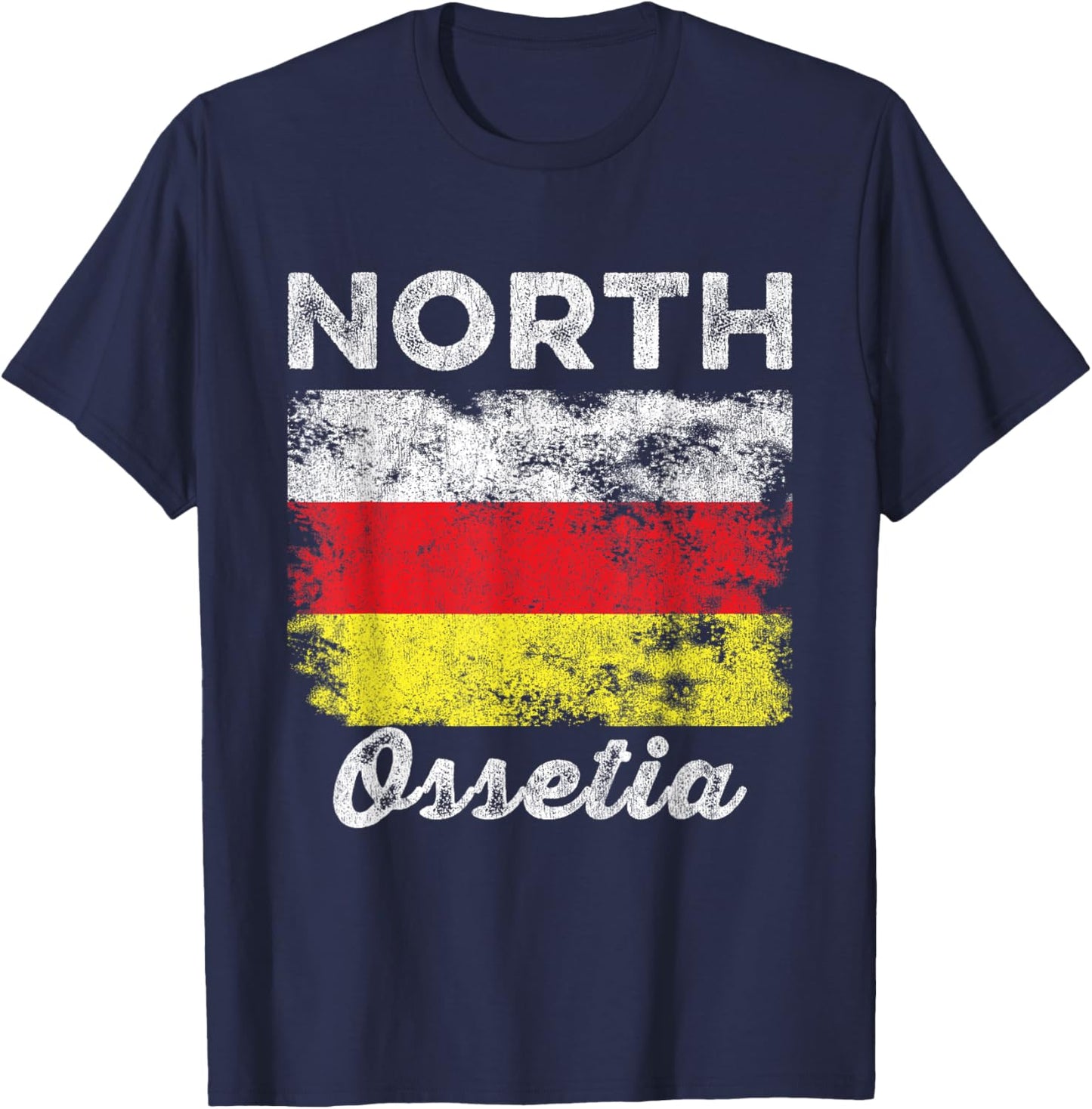 North Ossetia Flag Vintage - Men Women - North Ossetian Flag T-Shirt - T-Shirt | Navy