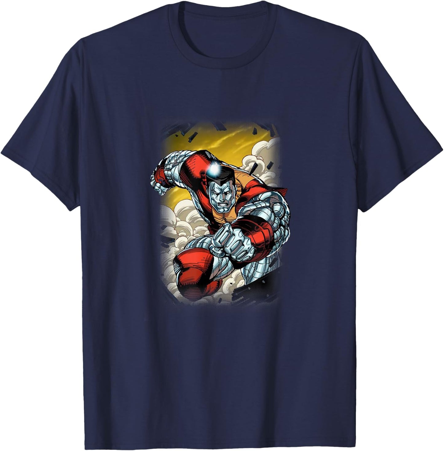 Marvel X-Men Colossus Smashing Through Wall Epic Shot T-Shirt - T-Shirt | Navy