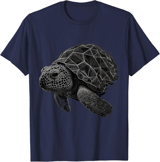 Turtle Geometric Art Polygon Animal T-Shirt - T-Shirt | Navy