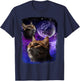 Cat Howling at Moon Galaxy Funny Three Cats Howl wolf meme Men Women T-Shirt - T-Shirt | Navy