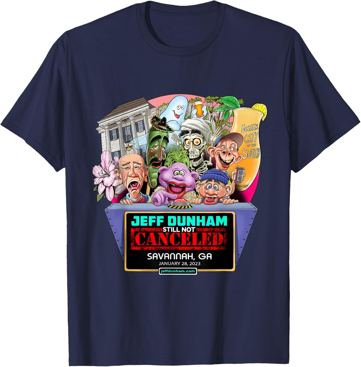 Jeff Dunham Savannah, GA (2023) T-Shirt - T-Shirt | Navy