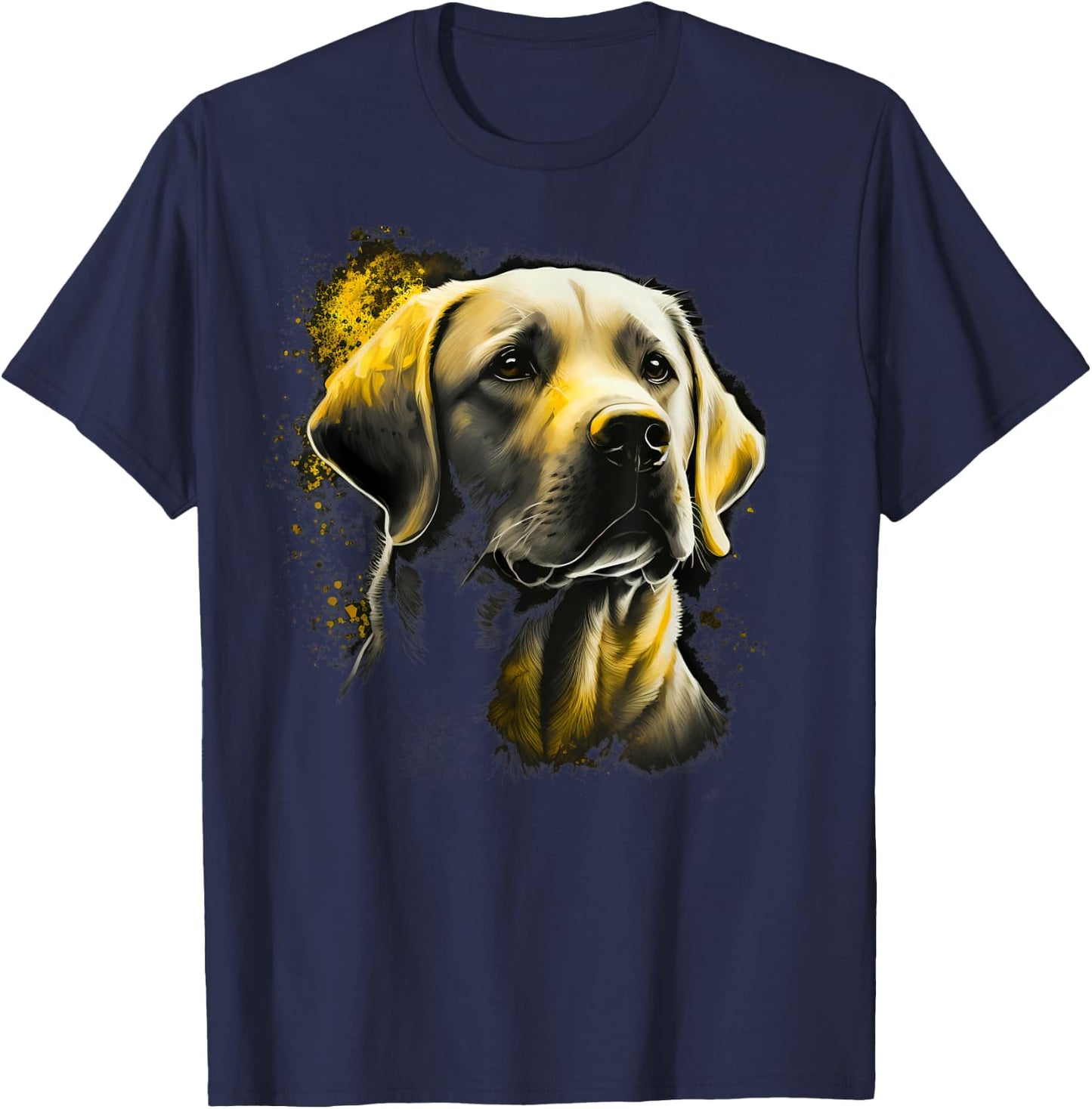 Cute white Labrador Dog on yellow Labrador Retriever Lover Women Kids T-Shirt - T-Shirt | Navy