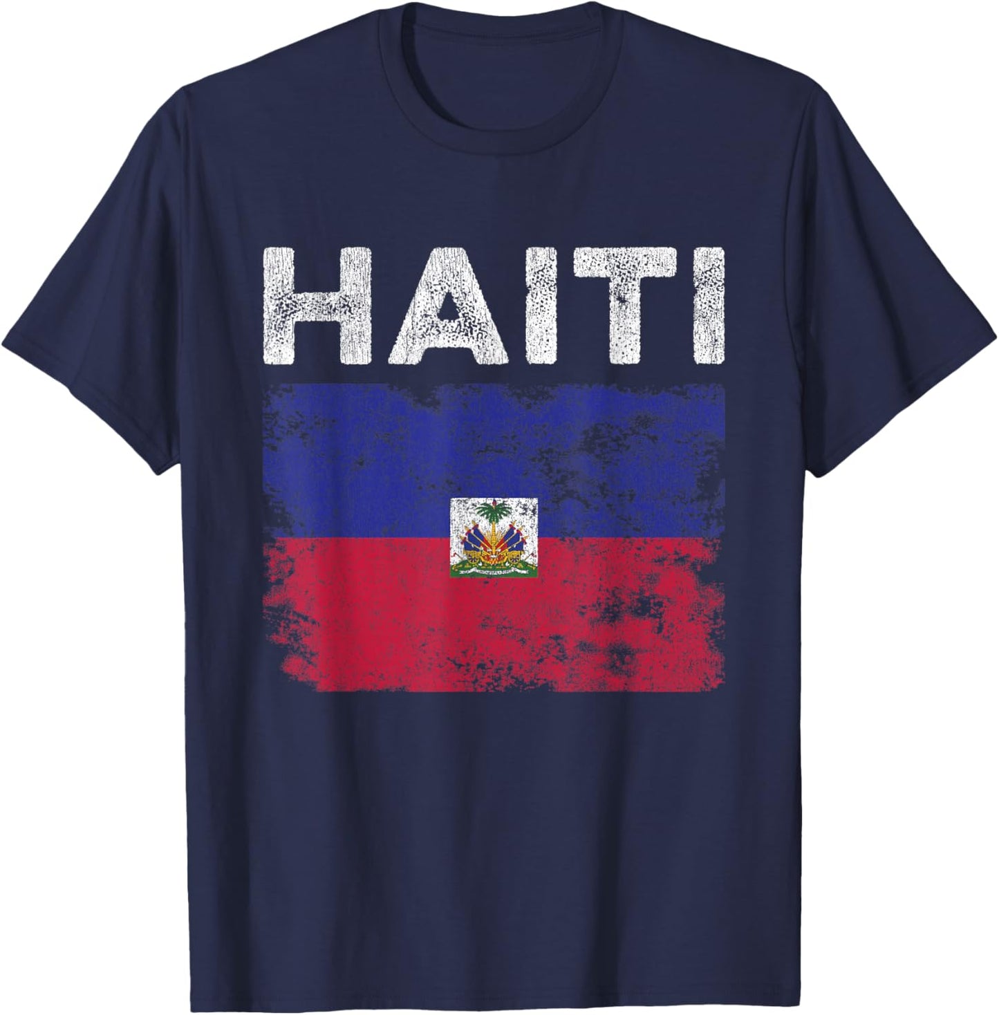 Haiti Flag Distressed - Men Women Kids - Haitian Flag T-Shirt - T-Shirt | Navy