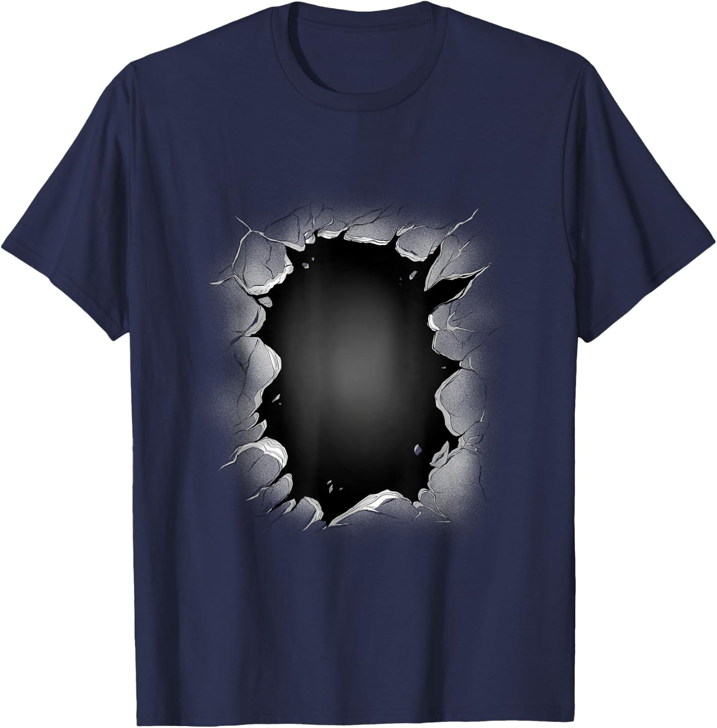 Hole in wall optical illusion T-Shirt - T-Shirt | Navy