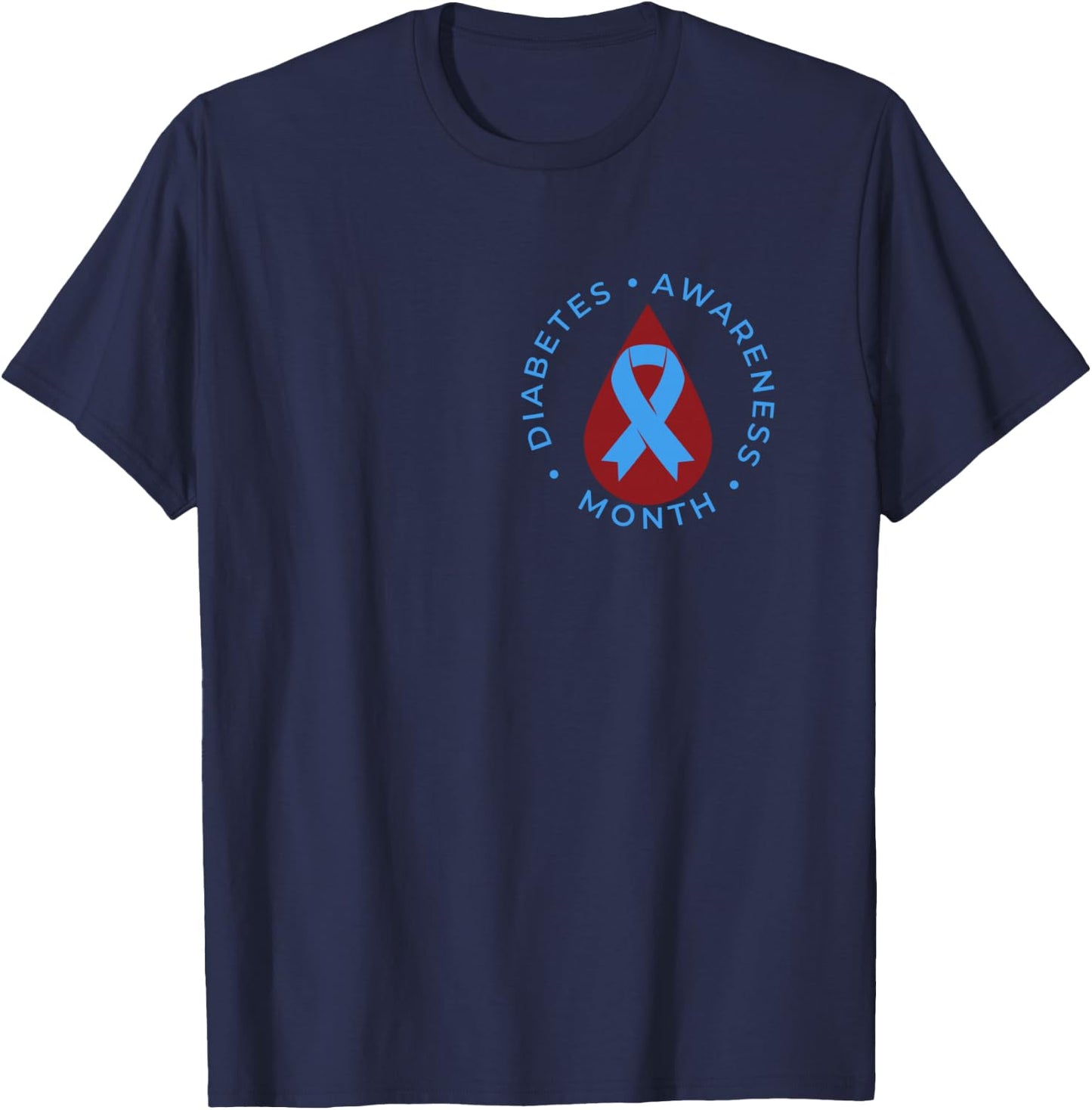 Diabetes Awareness Month Diabetic Blue Love Ribbon T1D T2D T-Shirt - T-Shirt | Navy