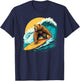 Cool Bear Surfing on Surfboard Hang Ten Surf Waves Sun Ocean T-Shirt - T-Shirt | Navy
