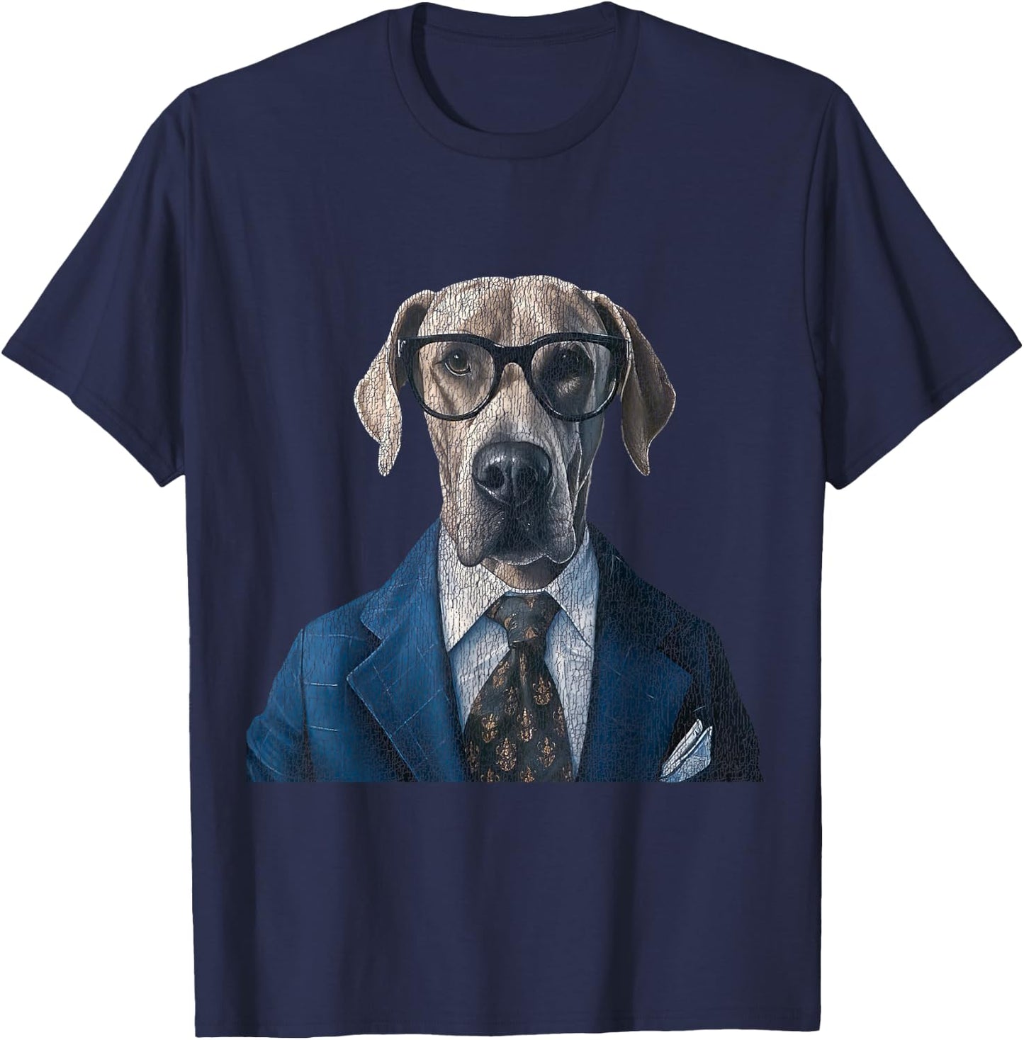 A Dog Wearing Glasses and a Suit Graphic For Pet Owner Women Kids T-Shirt - T-Shirt | Navy
