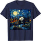 Surreal Starry Night Aesthetic Panda T-Shirt - T-Shirt | Navy