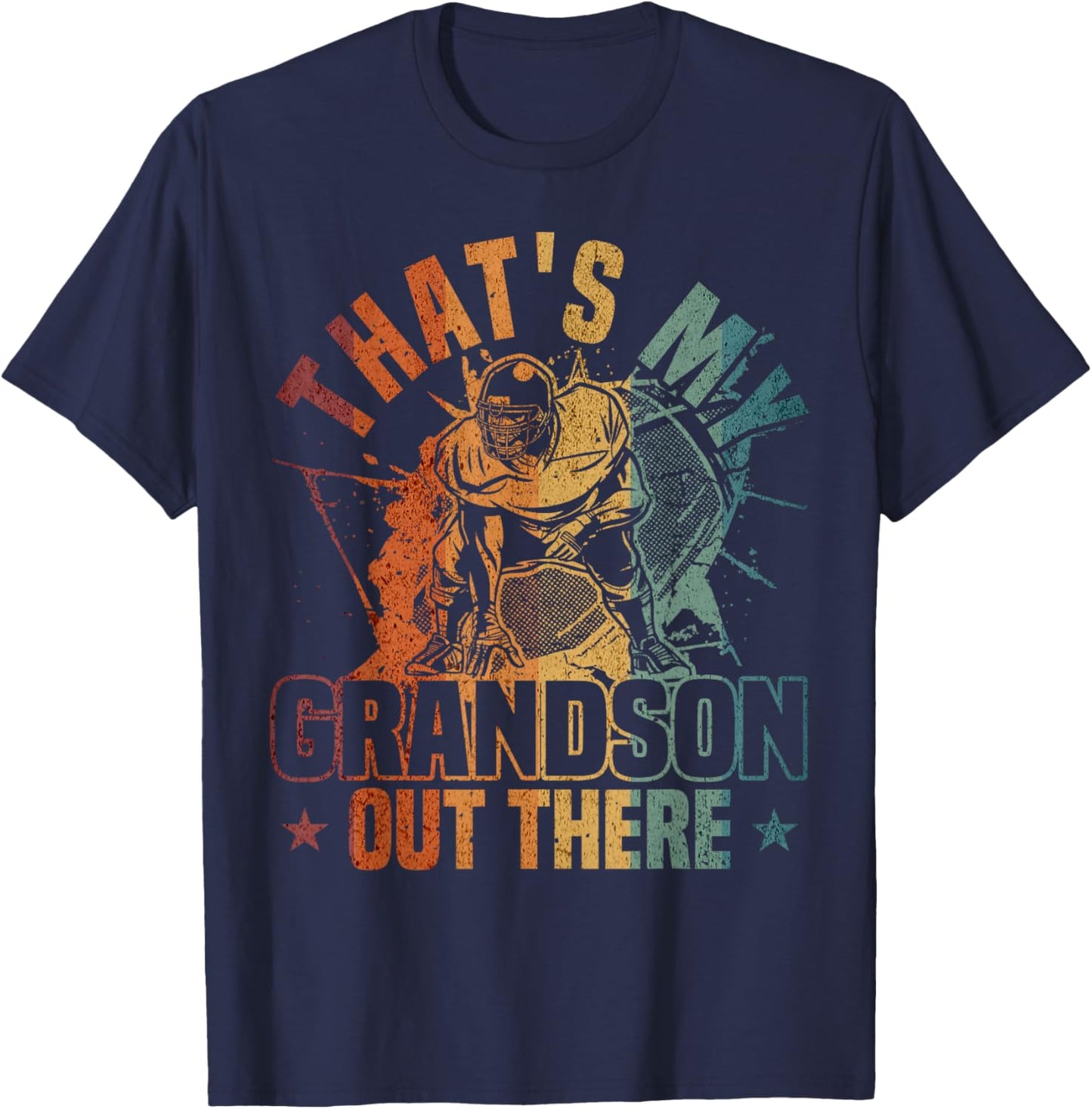 That's My Grandson Out There Football Player T-Shirt - T-Shirt | Navy