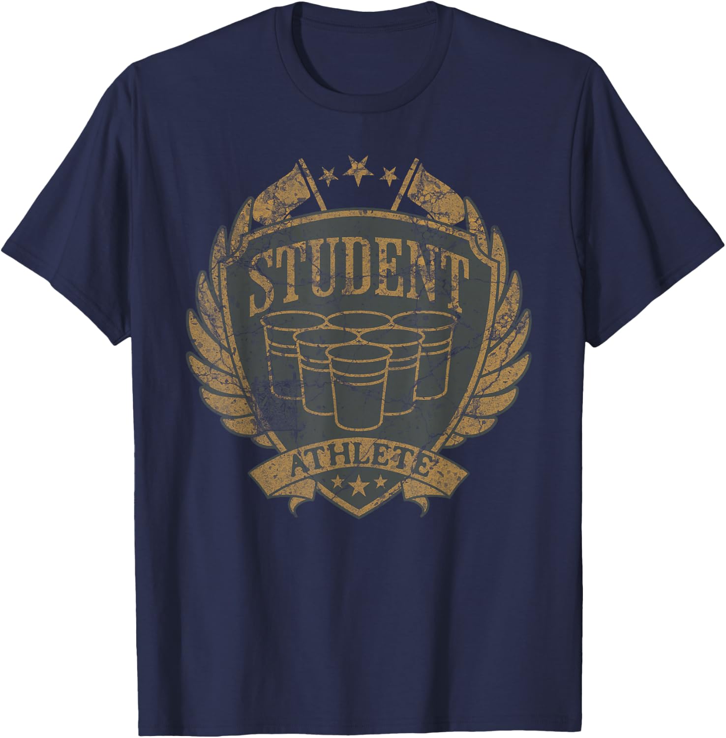 Beer Pong Student Athlete Sarcastic College Humor T-Shirt - T-Shirt | Navy